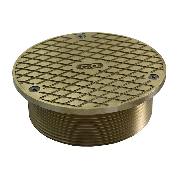 Jones Stephens 4in. Metal Cleanout Spud with 5in. Nickel Bronze Round Cover C37805 - main
